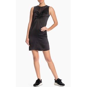 All Saints Black Side Slit Rouged Satin Nuri Dress